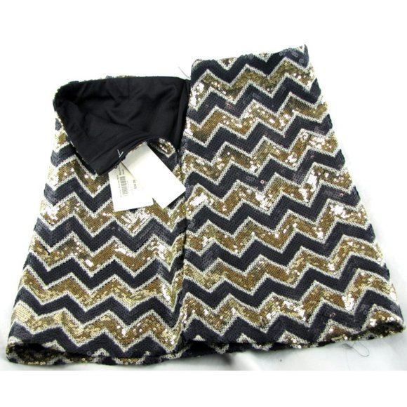 SALE! Glittery Sequins Gold Black Short Mini Skirt - Picture 3 of 3